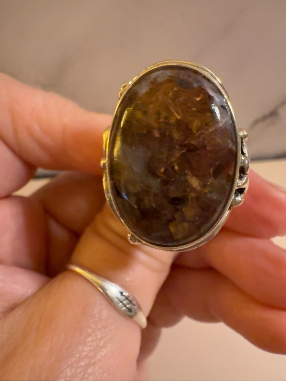 Large Sterling Silver Pietersite Statement Ring - Picture 5 of 5
